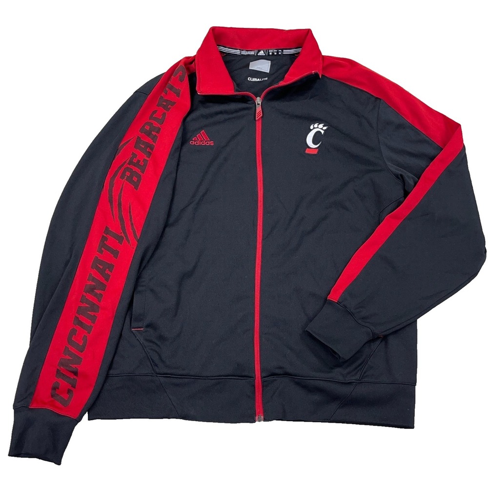Cincinnati Bearcats Jacket Men Medium Black Full Zip Track Suit Warm Up Adidas